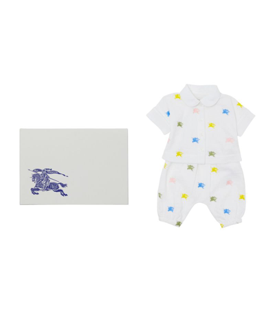 Shop Burberry Cotton Ekd Shirt And Leggings Set (1-18 Months) In White