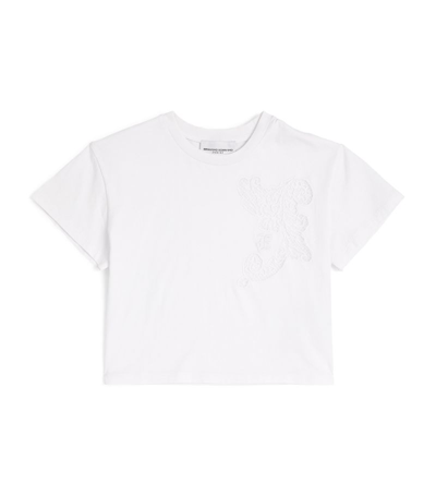 Shop Ermanno Scervino Junior Lace-detail Logo T-shirt (4-14 Years) In White