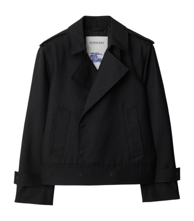 Shop Burberry Silk-blend Double-breasted Jacket In Black