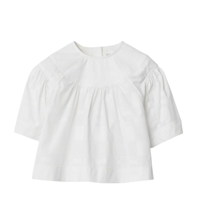 Shop Burberry Kids Cotton Gathered Blouse (3-14 Years) In White
