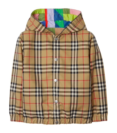 Shop Burberry Reversible Check Print Jacket (3-14 Years) In Brown