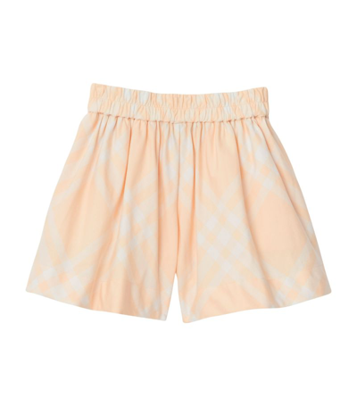 Shop Burberry Check Cotton Shorts (3-14 Years) In Orange