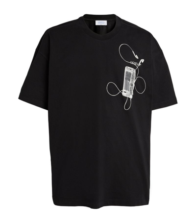 Shop Off-white Cotton Scan Print T-shirt In Black