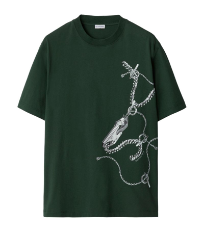 Shop Burberry Cotton Knight Hardware T-shirt In Green