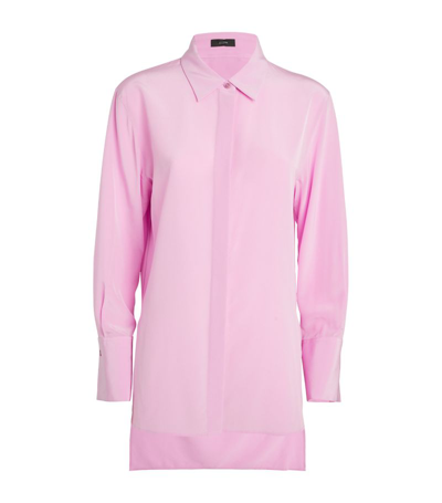 Shop Joseph Silk Asymmetric-hem Blouse In Pink