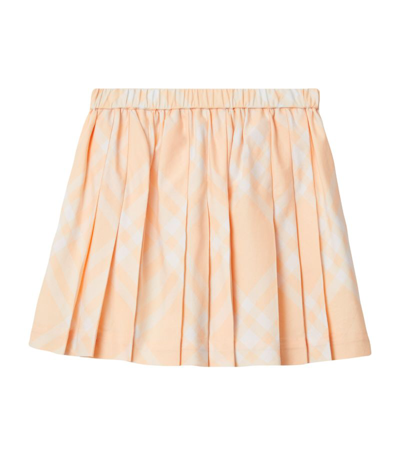 Shop Burberry Kids Pleated Check Skirt (3-14 Years) In Orange