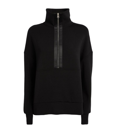Shop Varley Keller Half-zip Sweatshirt In Black