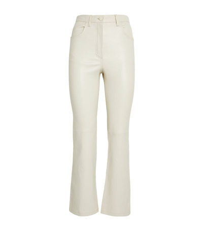 Shop Joseph Leather Duke Trousers In White
