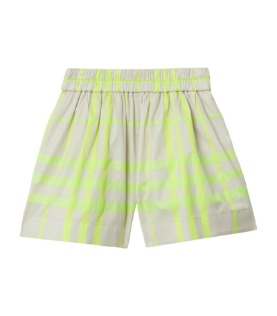 Shop Burberry Kids Check Cotton-blend Shorts (3-14 Years) In Neutrals