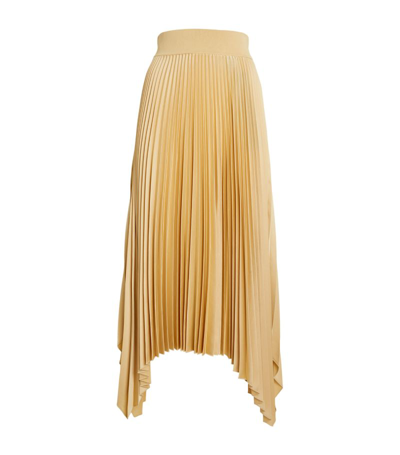 Shop Joseph Asymmetric-hem Pleated Midi Skirt In Beige