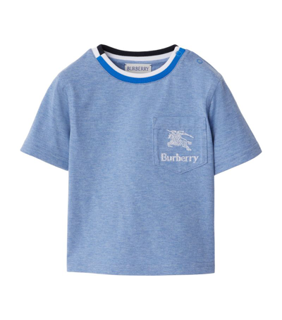 Shop Burberry Kids Cotton Ekd T-shirt (6-24 Months) In Blue