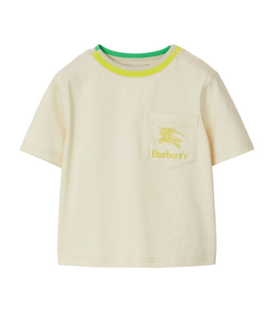 Shop Burberry Kids Cotton Ekd T-shirt (6-24 Months) In Neutrals