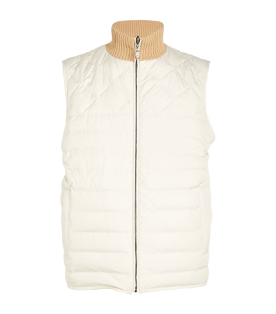 Shop Fioroni Cashmere Reversible Quilted Gilet In Beige