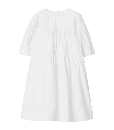 Shop Burberry Stretch-cotton Long-sleeve Dress (3-14 Years) In White