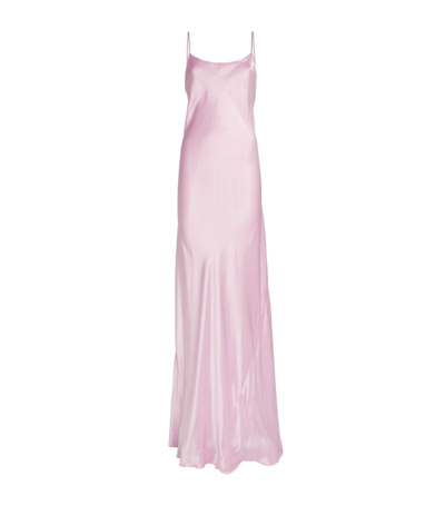 Shop Victoria Beckham Satin V-neck Maxi Dress In Pink