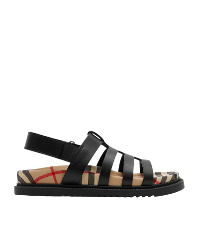Shop Burberry Check Print Sandals (3-14 Years) In Black
