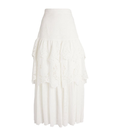 Shop Max & Co . Broderie Tiered Maxi Skirt In White