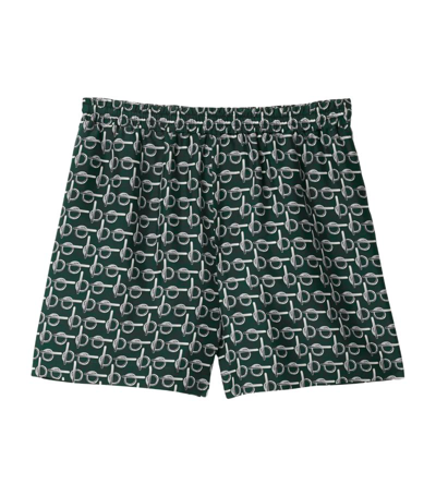 Shop Burberry Silk 'b' Print Shorts In Green