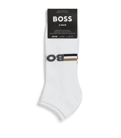 Shop Hugo Boss Boss Plush Iconic Trainer Socks (pack Of 2) In White