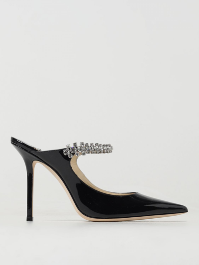 Jimmy Choo Black Pumps With Crystal Strap In Patent Leather Woman In Multi