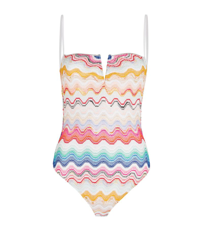 Shop Missoni Knitted Wave Swimsuit In Multi