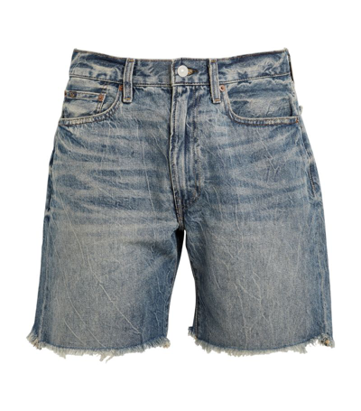 Shop Polo Ralph Lauren Frayed Denim Shorts In Blue