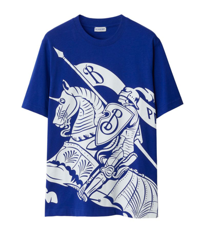 Shop Burberry Cotton Ekd T-shirt In Blue
