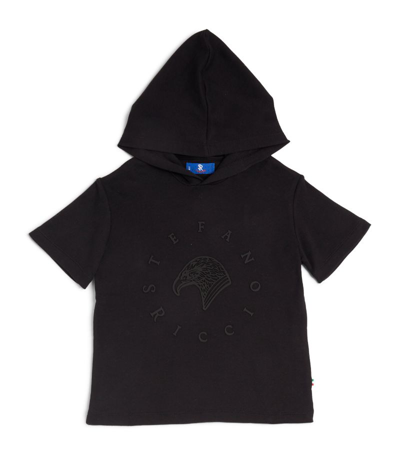 Shop Stefano Ricci Kids Hooded Logo T-shirt (4-16 Years) In Black