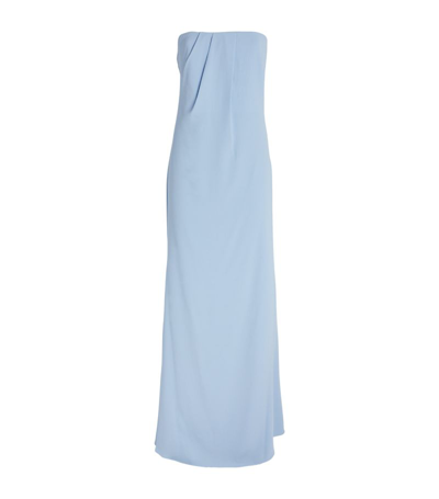Shop Roland Mouret Strapless Draped Gown In Blue