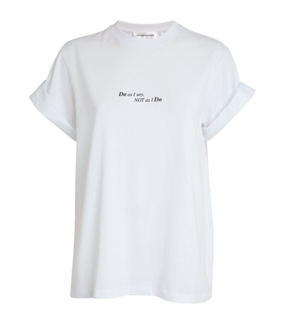 Shop Victoria Beckham Cotton Graphic T-shirt In White