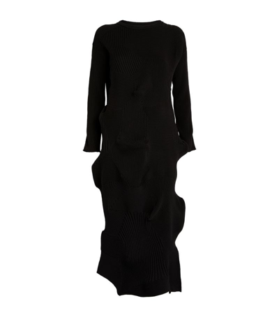 Shop Issey Miyake Knitted Kone Kone Midi Dress In Black