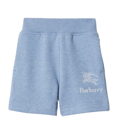 Shop Burberry Kids Cotton Ekd Shorts (12-24 Months) In Blue