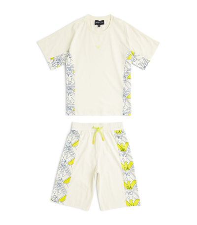 Shop Emporio Armani Cotton Logo T-shirt And Shorts Set (4-16 Years) In White