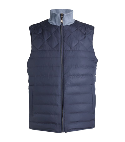 Shop Fioroni Cashmere Reversible Quilted Gilet In Navy