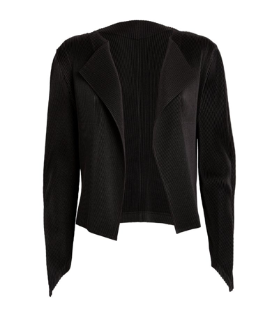 Shop Issey Miyake Leather Like Pleats Jacket In Black