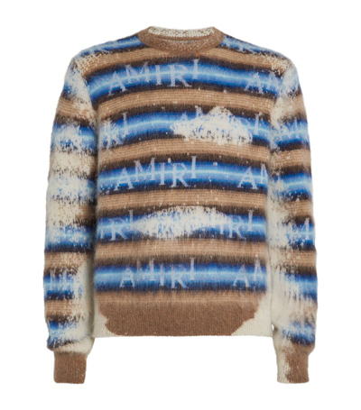 Shop Amiri Wool-blend Logo Sweater In Blue