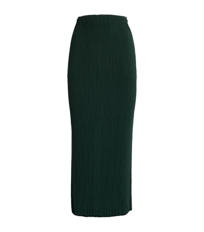 Shop Issey Miyake Hatching Pleats Midi Skirt In Green