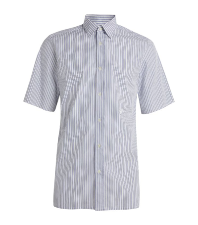 Shop Maison Margiela Striped Short-sleeve Shirt In White