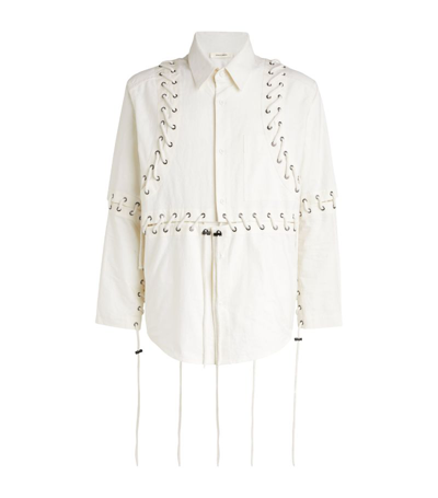 Shop Craig Green Deconstructed Laced Shirt In White