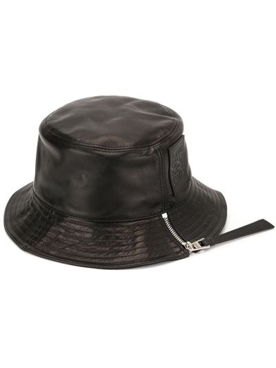 Shop Loewe Leather Fisherman Hat In Black