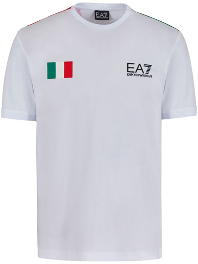 Shop Ea7 Logo Cotton T-shirt In White