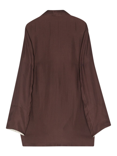 Shop Alysi Silk Single-breasted Blazer In Brown