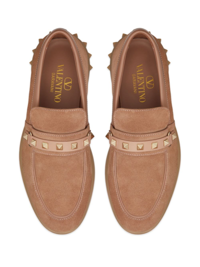 Shop Valentino Leisure Flows Leather Loafers In Brown