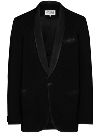 Shop Maison Margiela Wool Single-breasted Blazer Jacket In Black