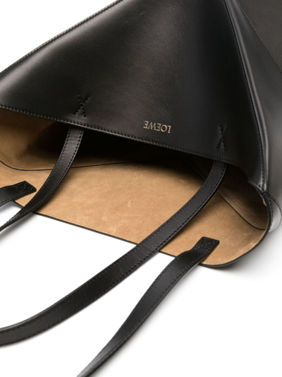 Shop Loewe Puzzle Fold Medium Leather Tote Bag In Black