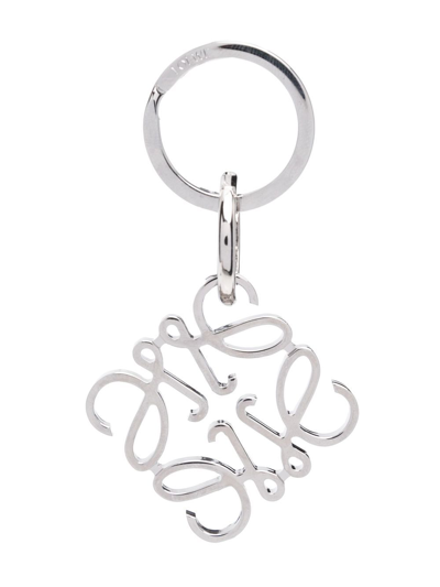 Shop Loewe Anagram Keyring In Silver