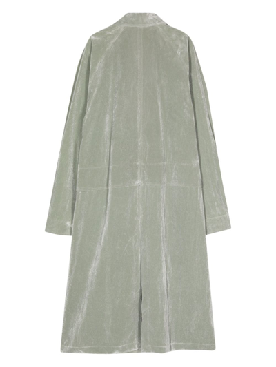 Shop Alysi Velvet Long Coat In Grey