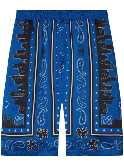 Shop Off-white Bandana Shorts In Blue