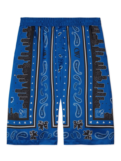 Shop Off-white Bandana Shorts In Blue
