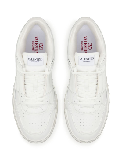 Shop Valentino Freedots Leather Sneakers In White